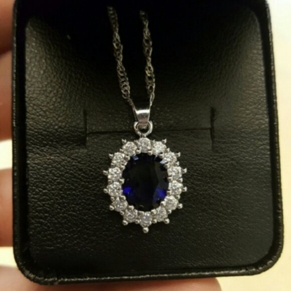 18K Plated Sapphire Elements Swarovski Women's Necklace - Picture 2 of 8